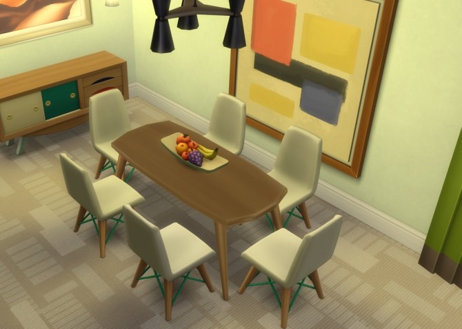 Sims 4 Midcentury Marvel Table with wood top at Alexpilgrim