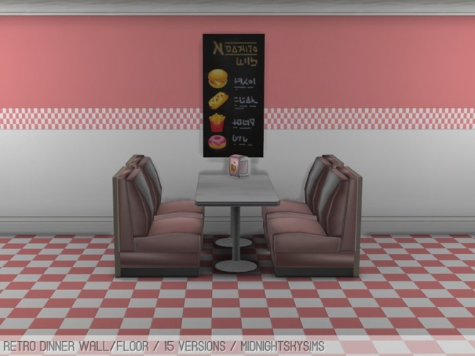 Sims 4 Retro dinner wall and floor at Midnightskysims