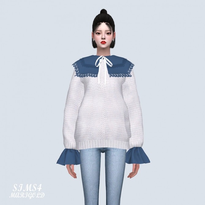 Sims 4 Big Square Collar Sweater at Marigold