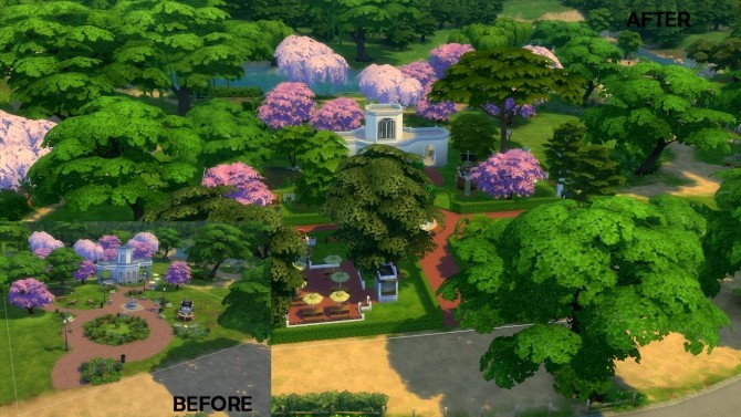 Sims 4 Magnolia Blossom park Willow Creek Renovation by iSandor at Mod The Sims