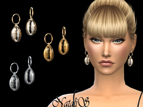 Sims 4 Cowrie shell earrings by NataliS at TSR