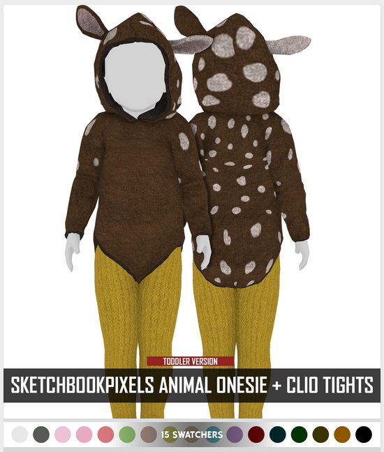 Sims 4 SKETCHBOOKPIXELS ANIMAL ONESIE + CLIO TIGHTS at REDHEADSIMS