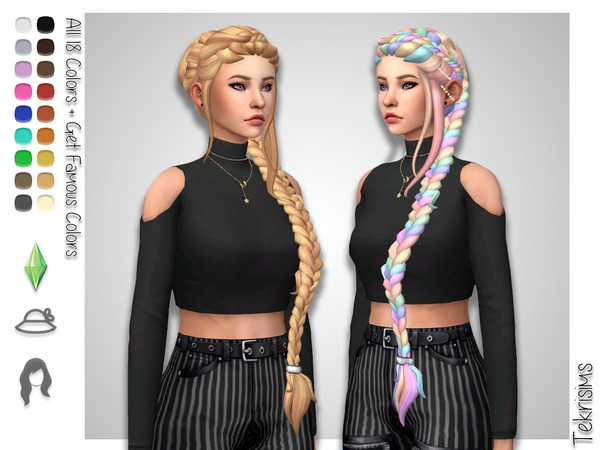 Sims 4 Nadia long intricate hair with decorative pearls by TekriSims at TSR