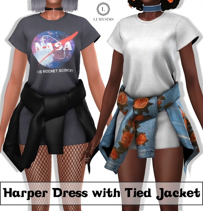 Sims 4 Harper Dress with Tied Jacket at Lumy Sims