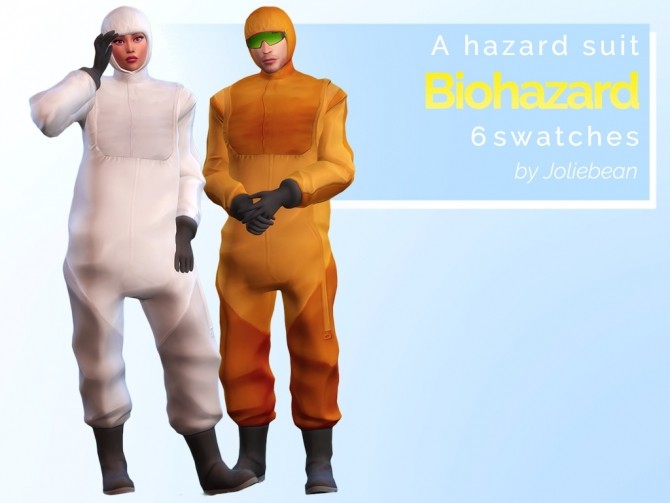 Sims 4 Biohazard suit in 6 swatches at Joliebean
