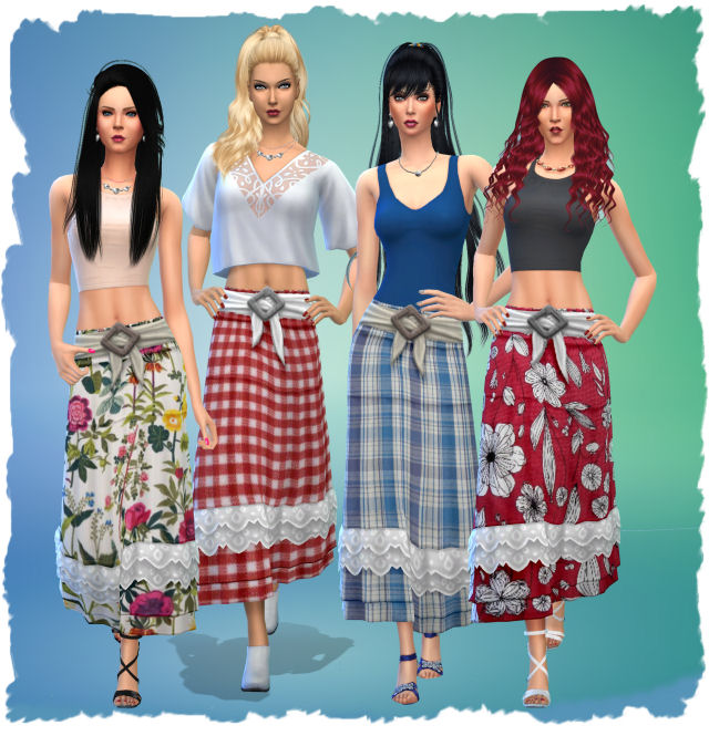 Sims 4 Strangerville skirt with patterns by Chalipo at All 4 Sims