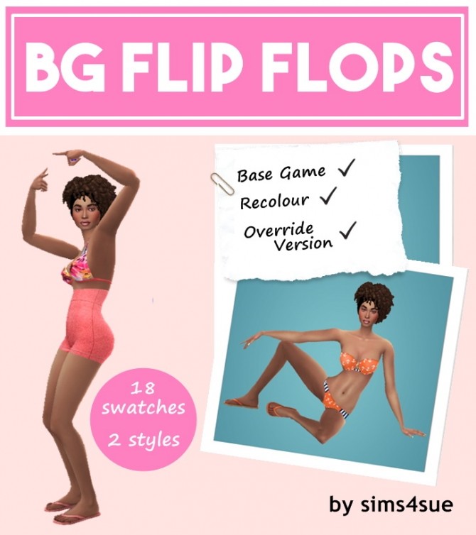 Sims 4 BASE GAME FLIP FLOPS at Sims4Sue