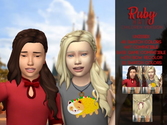 Sims 4 RUBY HAIR CONVERTED FOR CHILDREN at Candy Sims 4