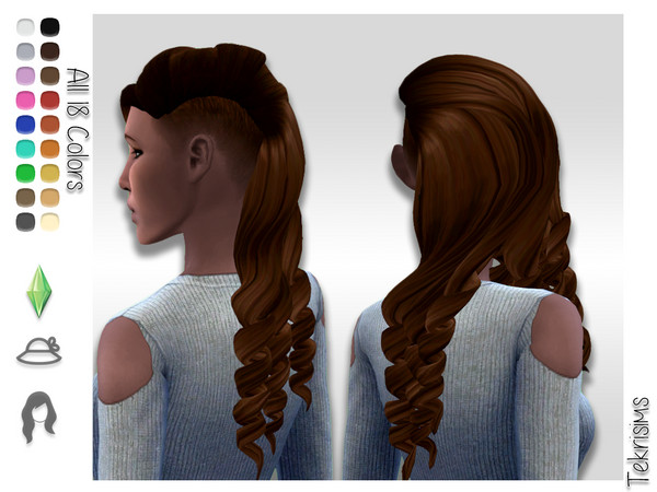 Sims 4 Scorn side shave curly hair by TekriSims at TSR