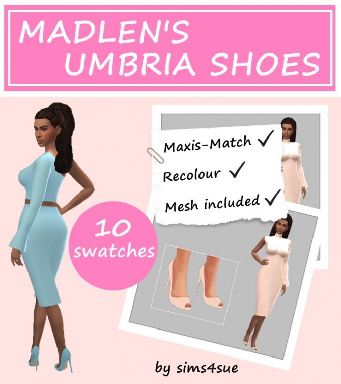Sims 4 MADLEN’S UMBRIA SHOES RECOLOUR at Sims4Sue