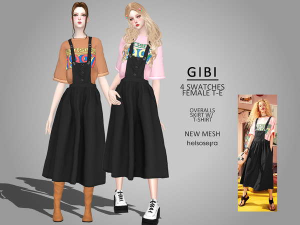 Sims 4 GIBI Overalls with Tee/Outfit by Helsoseira at TSR