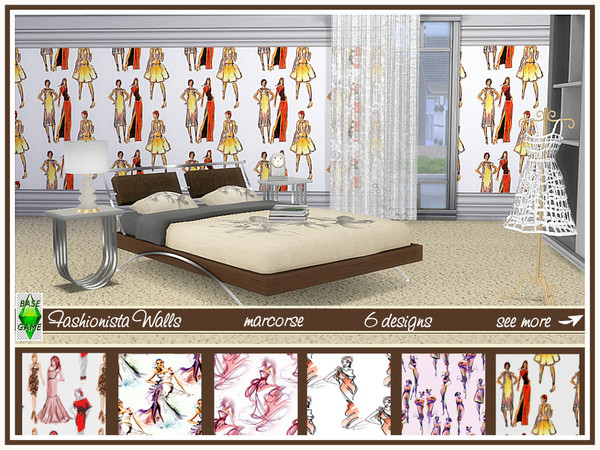 Sims 4 Fashionista Walls by marcorse at TSR