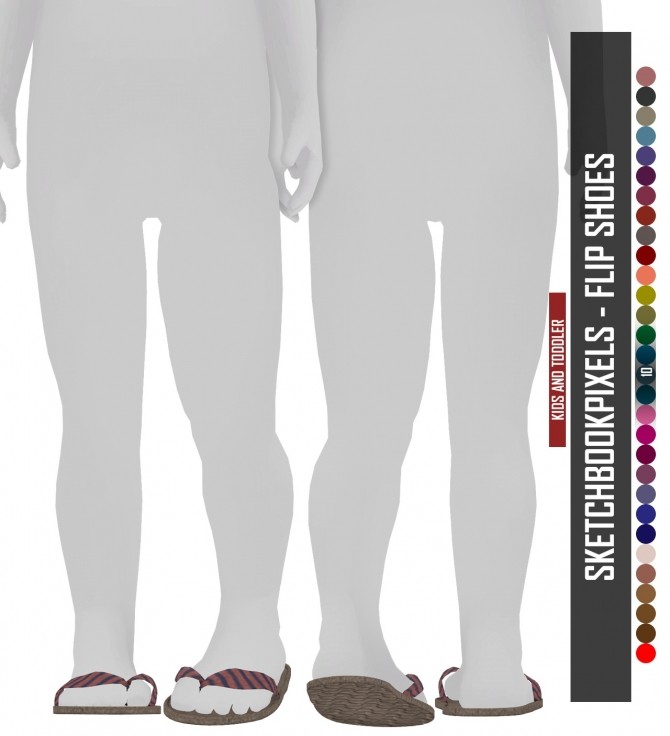Sims 4 SKETCHBOOKPIXELS FLIP SHOES KIDS AND TODDLER at REDHEADSIMS