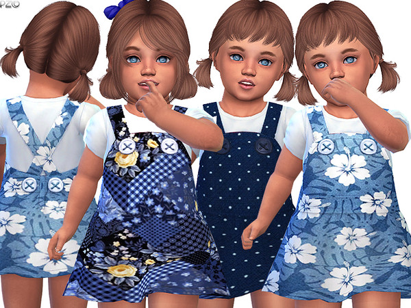 Sims 4 098 Denim Toddler Dress by Pinkzombiecupcakes at TSR