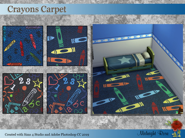Sims 4 Crayons carpet for Kids by MidnightRose at TSR