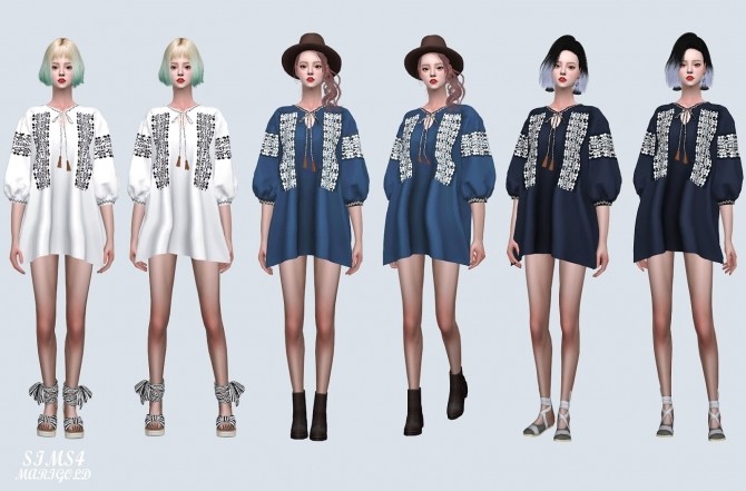Sims 4 Tassel Ethnic Blouse Dress at Marigold