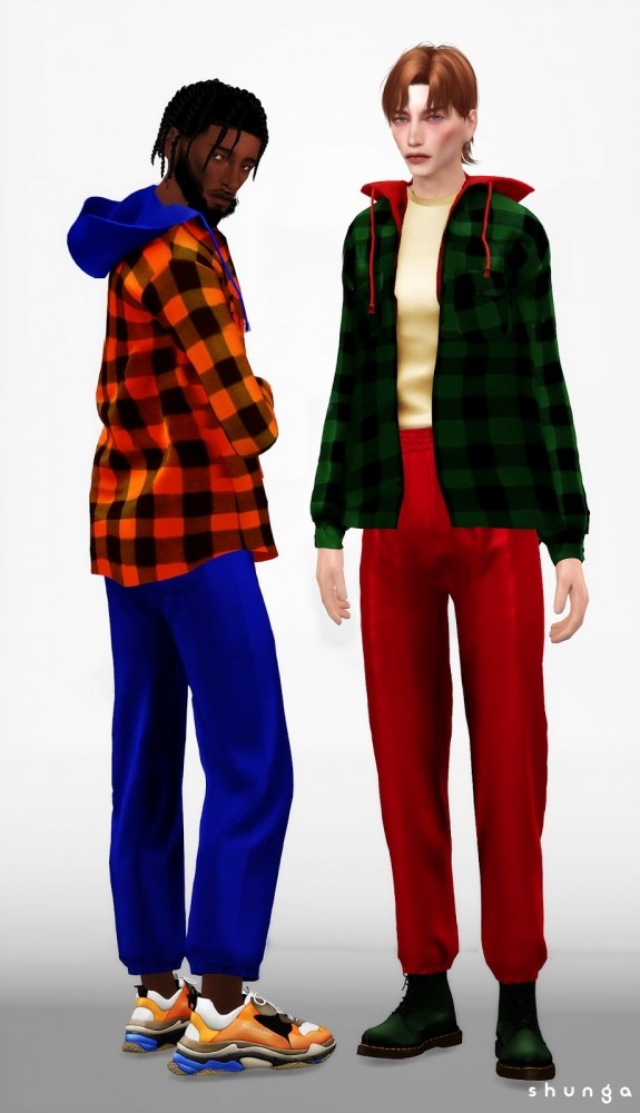 Sims 4 AMI Anorak, Jeans, Sweatshirt, Short & Trackpants at Shunga