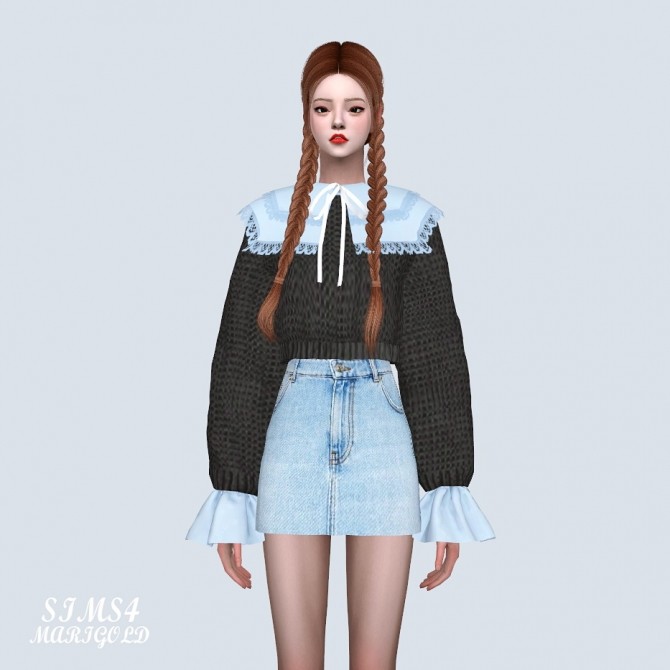 Sims 4 Big Square Collar Crop Sweater (P) at Marigold
