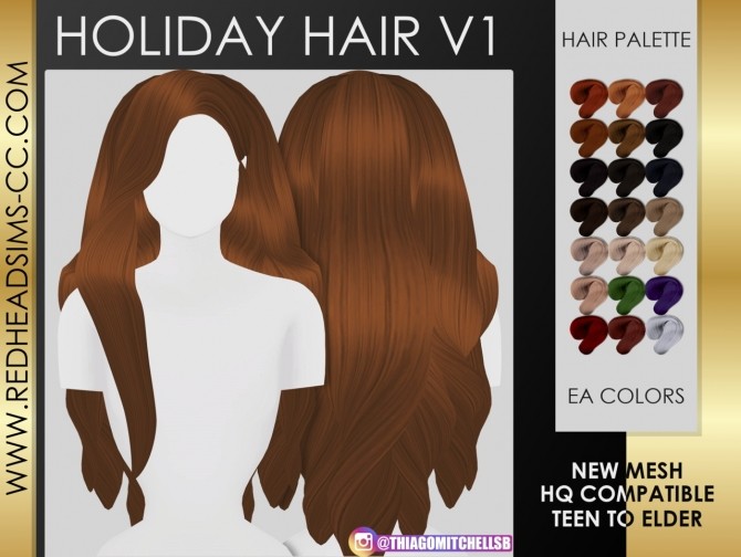 Sims 4 Holiday hair V1 & V2 at REDHEADSIMS