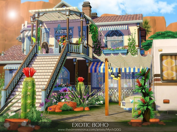 Sims 4 Exotic Boho house by MychQQQ at TSR