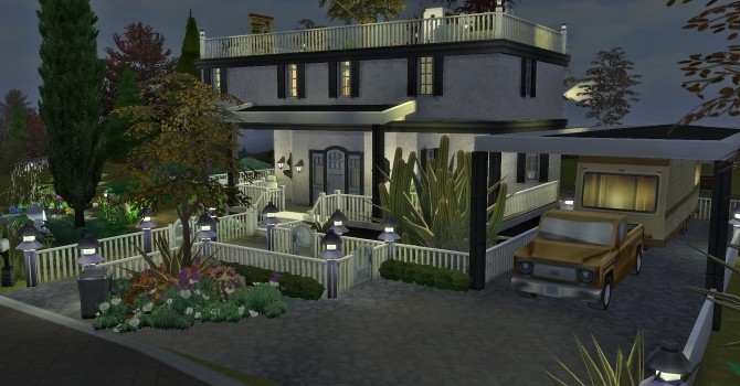 Sims 4 Two Story House with garden on rooftop by heikeg at Mod The Sims