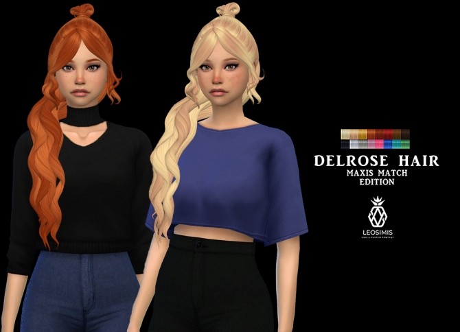 Sims 4 Delrose Hair MM (P) at Leo Sims