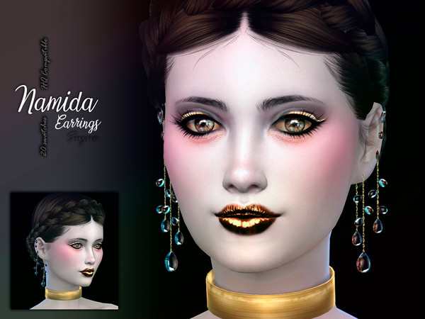 Sims 4 Namida Earrings by Suzue at TSR