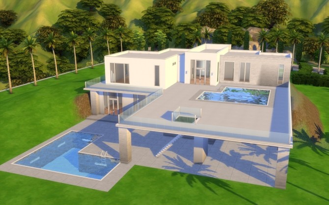 Sims 4 Modern Build Open Space Mansion by govier at Mod The Sims