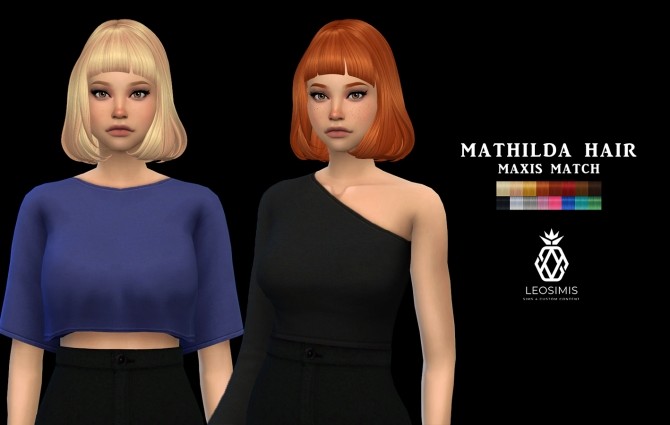 Sims 4 Mathilda Hair (P) at Leo Sims