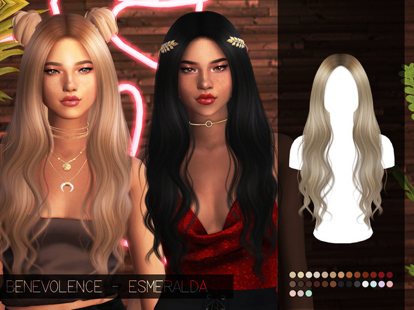 Sims 4 Esmeralda Alpha Hair Edit by Benevolence at TSR