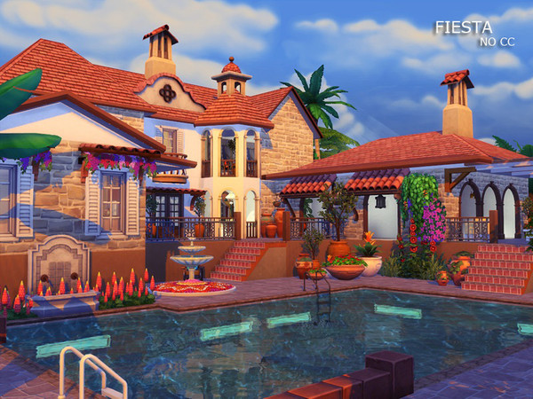 Sims 4 FIESTA modern house by marychabb at TSR