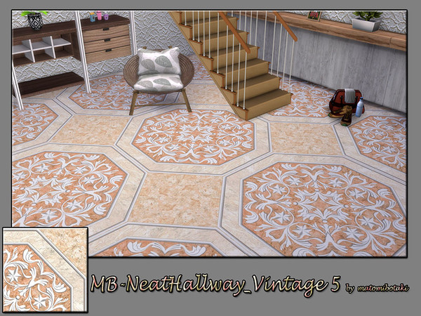 Sims 4 MB Neat Hallway Vintage 5 elegant floor tiles by matomibotaki at TSR