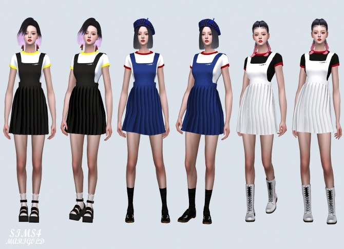 Suspender Pleats Mini Dress (P) at Marigold » Sims 4 Updates