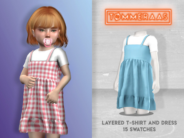 Sims 4 Layered T Shirt and Dress by TØMMERAAS at TSR