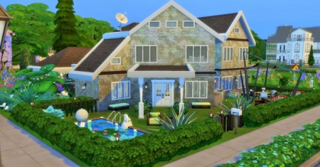 Two story House with big pond by heikeg at Mod The Sims