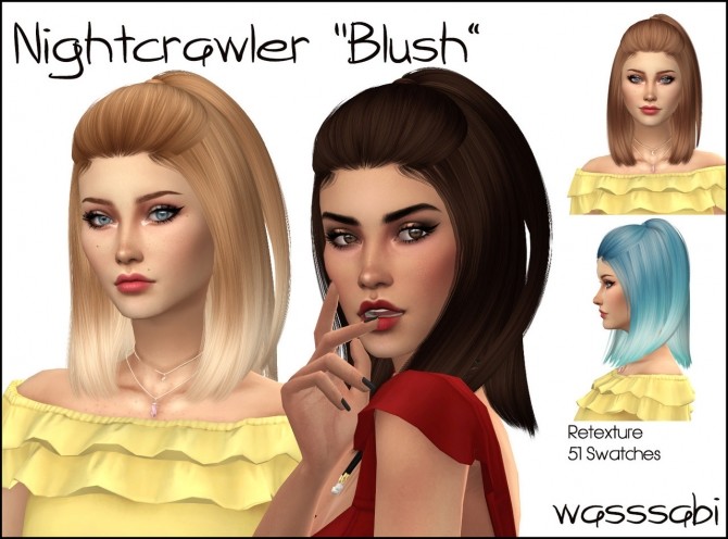 Sims 4 Nightcrawlers Blush hair retexture at Wasssabi Sims