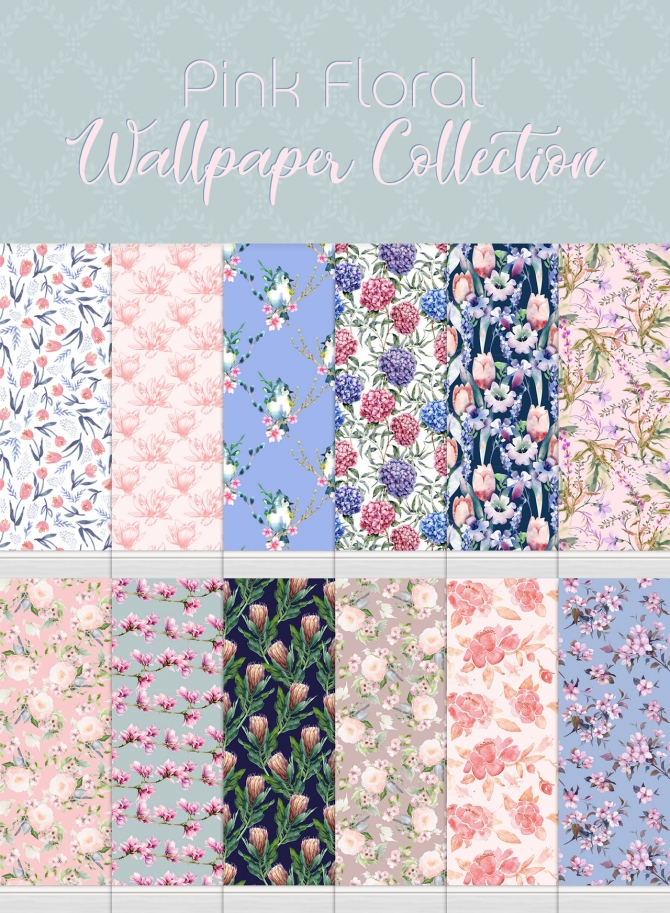 Pink Floral Wallpaper Collection at SimPlistic » Sims 4 Updates