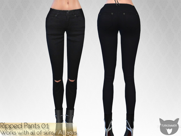 Sims 4 Ripped Pants 01 by turksimmer at TSR
