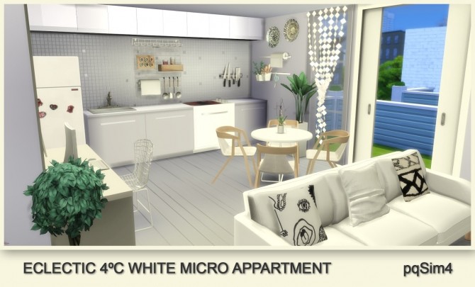 Sims 4 Eclectic 4ºC White Micro Appartment at pqSims4