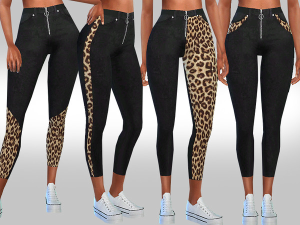 Sims 4 Leopard Trend Style Black Jeans by Saliwa at TSR