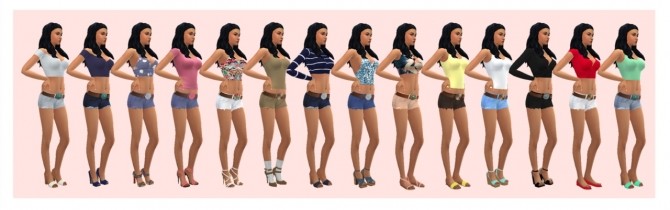 Sims 4 GP01 BELTED DENIM SHORTS & TOP at Sims4Sue