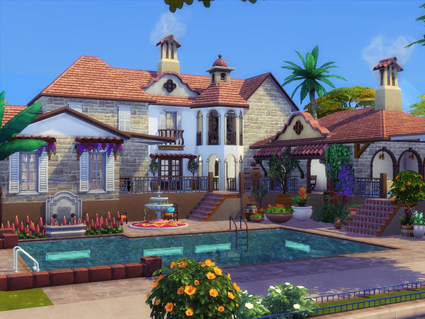 Sims 4 FIESTA modern house by marychabb at TSR