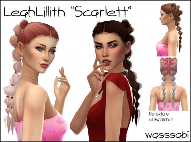 Sims 4 LeahLillith Scarlett hair retexture at Wasssabi Sims