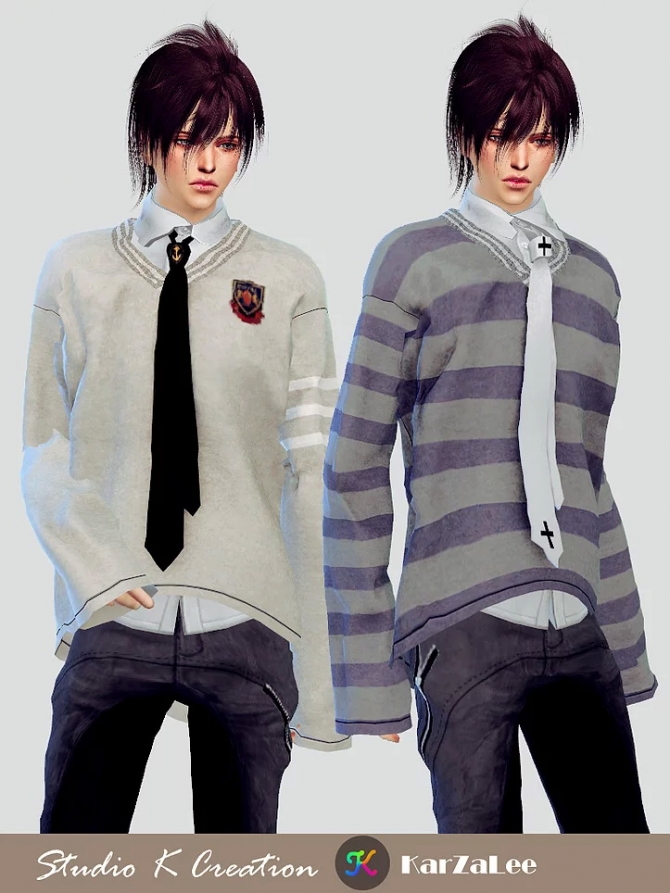 V-neck sweater at Studio K-Creation » Sims 4 Updates