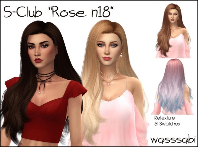 Sims 4 S Club Rose n18 hair retexture at Wasssabi Sims