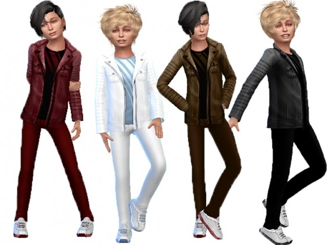 Sims 4 Male leather jacket and jeans at Trudie55