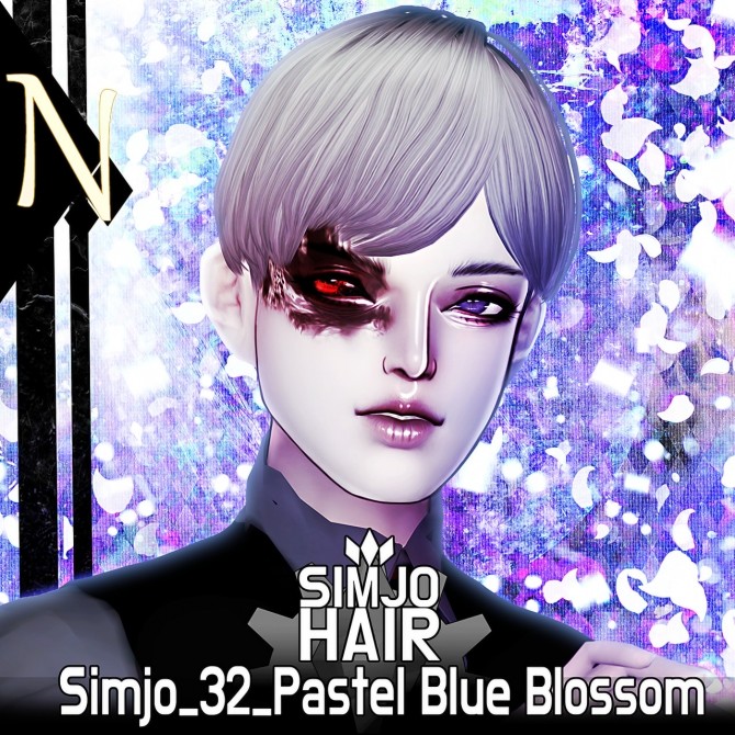 Sims 4 Simjo 32 Pastel Blue Blossom hair at Kim Simjo