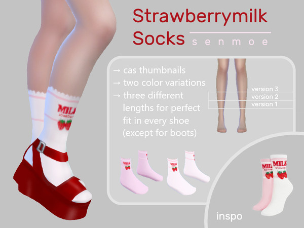 Sims 4 Strawberrymilk Socks by Senmoe at TSR