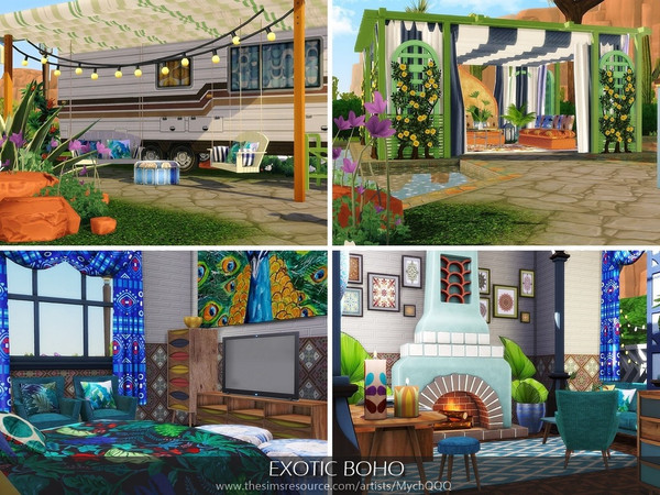 Sims 4 Exotic Boho house by MychQQQ at TSR