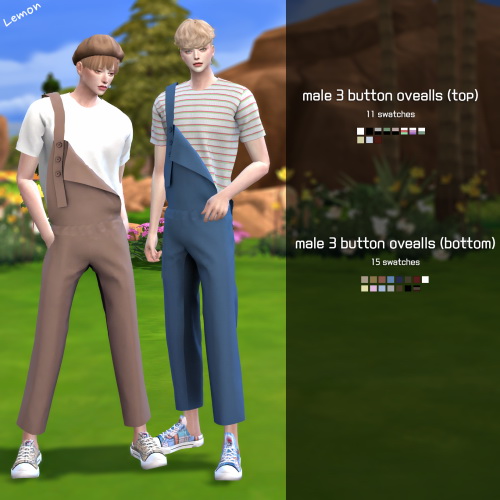 Sims 4 3 button overalls M at Lemon Sims 4